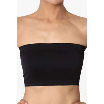 TheMogan Women's Seamless Bandeau Bra Top Stretch Tube Bralette Black/White One Size