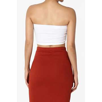 TheMogan Women's Seamless Bandeau Bra Top Stretch Tube Bralette Black/White One Size