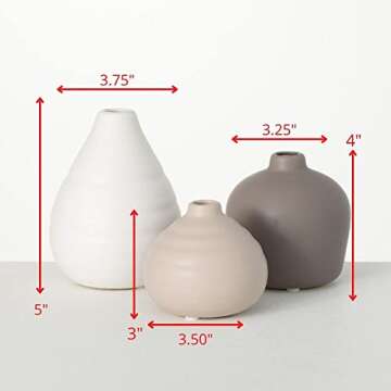 Sullivans Vase Set, Modern Ceramic Bud Vases, Centerpiece Vases for Table, Shelf, Coffee Table, and ...