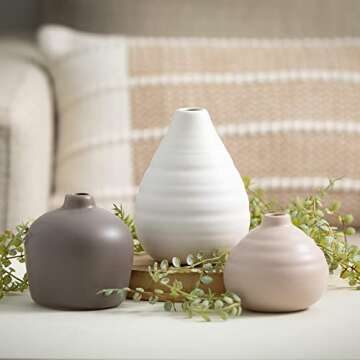 Sullivans Modern Ceramic Bud Vases Set of 3 for Home Decor
