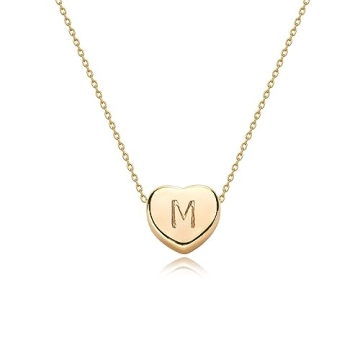 14K Gold Plated Tiny Initial Heart Necklace - Handmade Dainty Jewelry for Women