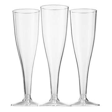 Munfix 50 Pack Plastic Champagne Flutes 5 Oz Clear Plastic Toasting Glasses Disposable Wedding Thank...