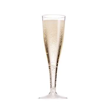 Munfix 50 Pack Plastic Champagne Flutes 5 Oz Clear Plastic Toasting Glasses Disposable Wedding Thanksgiving Party Cocktail Cups