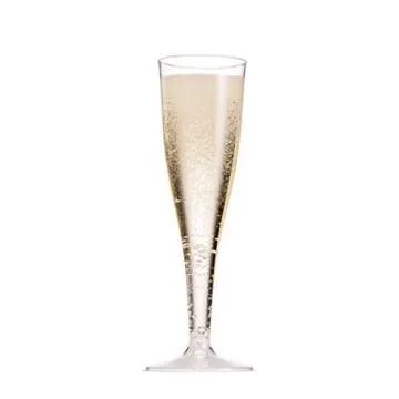 Munfix 50 Pack Plastic Champagne Flutes 5 Oz Clear Plastic Toasting Glasses Disposable Wedding Thanksgiving Party Cocktail Cups