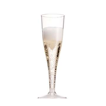 Munfix 50 Pack Plastic Champagne Flutes 5 Oz Clear Plastic Toasting Glasses Disposable Wedding Thanksgiving Party Cocktail Cups
