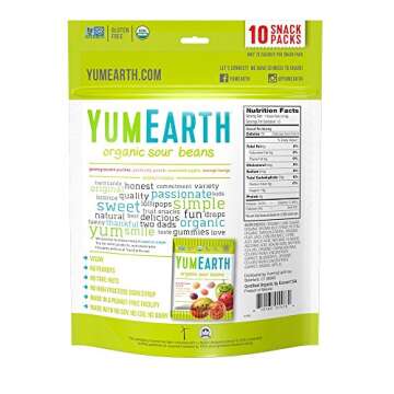 YumEarth Organic Sour Beans, 10 snack packs