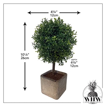 WHW Realistic Faux Boxwood Ball Topiary Tree - 10.25" Tall