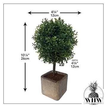 WHW Realistic Faux Boxwood Ball Topiary Tree - 10.25" Tall