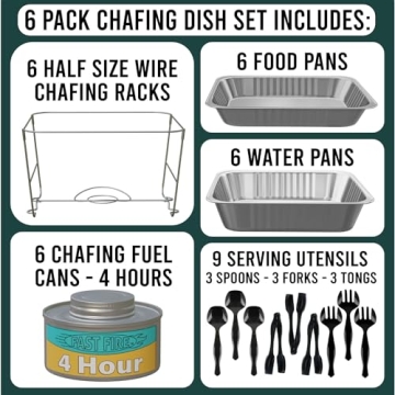 Chafing Dish Set - 6 Pack Disposable Catering Supplies