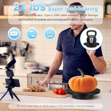 Remote Motorized Rotating Display Stand, Electric Rotating Platform with 5.74/7.08/8.66in Replacement Covers, 3 in 1 Turntable with Rechargeable Battery for Live Streaming Video Shoot Photography