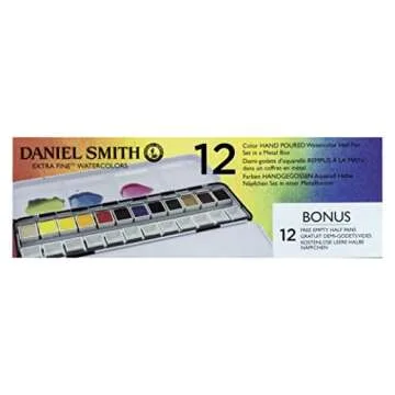 Daniel Smith Color Hand Poured Pan Set in a Metal Box with Bonus 12 Empty Half Pans, 1 Unit (Pack of 1)