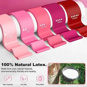 SZHLUX Resistance Bands Set with Instruction Guide and Carry Bag, Versatile for Body Sculpting, Strength Training, and Rehabilitation-Set of 5, Pink