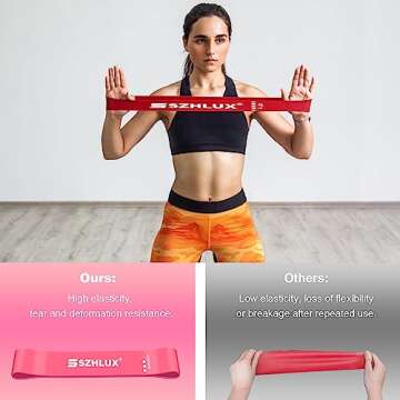 SZHLUX Resistance Bands Set with Instruction Guide and Carry Bag, Versatile for Body Sculpting, Strength Training, and Rehabilitation-Set of 5, Pink