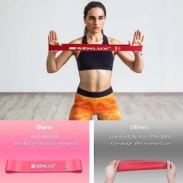 SZHLUX Resistance Bands Set with Instruction Guide and Carry Bag, Versatile for Body Sculpting, Strength Training, and Rehabilitation-Set of 5, Pink