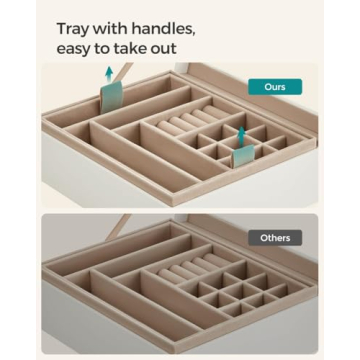 Stylish SONGMICS Jewelry Box with Glass Lid and 2 Tiers