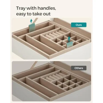 Stylish SONGMICS Jewelry Box with Glass Lid and 2 Tiers