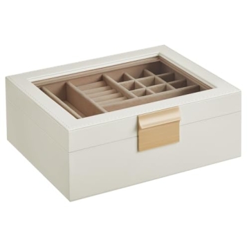 Stylish SONGMICS Jewelry Box with Glass Lid and 2 Tiers