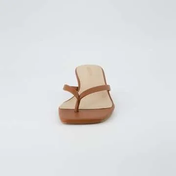 CUSHIONAIRE Women's Miami Kitten heel thong sandals +Memory Foam, Wide Widths Available, Whiskey 11 W