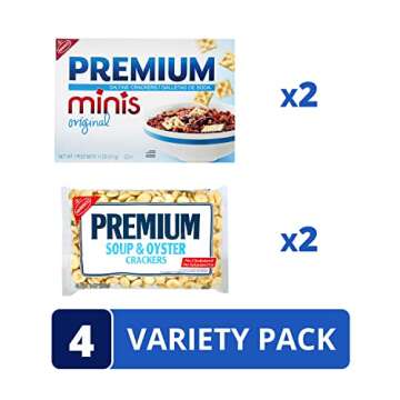 Premium Saltine Crackers Variety Pack, 2 Bags Oyster Crackers , 2 Boxes Minis Saltine Crackers, 4 Pa...