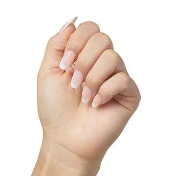 KISS imPRESS No Glue Mani Press-On Nails, French, 'Genuine', Light Neutral + White Tip French, Medium Size, Coffin Shape, Includes 30 Nails, Prep Pad, Instructions Sheet, 1 Manicure Stick, 1 Mini File