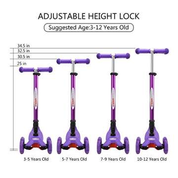 ChromeWheels Scooters for Kids, Deluxe Kick Scooter Foldable 4 Adjustable Height 132lbs Weight Limit...