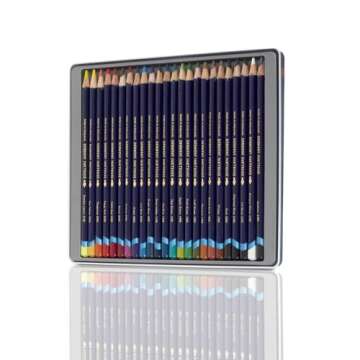 Derwent Inktense Pencils Tin, Set of 24, Great for Holiday Gifts, 4mm Round Core, Firm Texture, Wate...