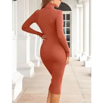 Rocorose Long Sleeve Wedding Guest Dress Elegant Sexy Party Dress Winter Formal Dresses Tangerine L