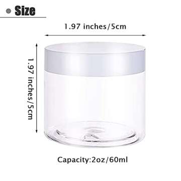 20 PCS 2oz Plastic Empty Jars with Lids(White),Wide-Mouth Refillable Storage Containers for Cosmetic...