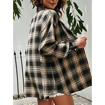 Bozanly Flannel Plaid Shirt for Women – Stylish & Comfy