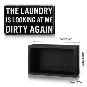 Jetec Farmhouse Laundry Room Decor Funny Room Box Signs Rustic The Laundry Is Looking at Me Dirty Ag...