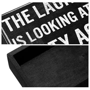 Jetec Farmhouse Laundry Room Decor Funny Room Box Signs Rustic The Laundry Is Looking at Me Dirty Again Wood Box Sign for Home Bathroom Decoration, 6 x 3.54 x 1.77 Inches(Black)