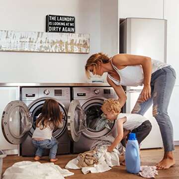 Jetec Farmhouse Laundry Room Decor Funny Room Box Signs Rustic The Laundry Is Looking at Me Dirty Again Wood Box Sign for Home Bathroom Decoration, 6 x 3.54 x 1.77 Inches(Black)