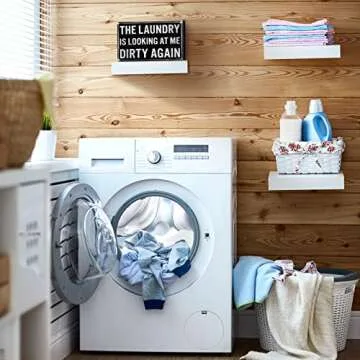 Jetec Farmhouse Laundry Room Decor Funny Room Box Signs Rustic The Laundry Is Looking at Me Dirty Again Wood Box Sign for Home Bathroom Decoration, 6 x 3.54 x 1.77 Inches(Black)