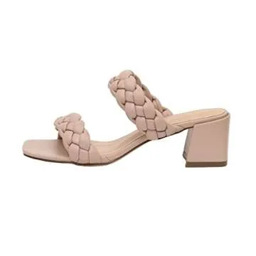 CUSHIONAIRE Women's Onyx braided Heel Sandal +Memory Foam, Wide Widths Available, Nude 6.5