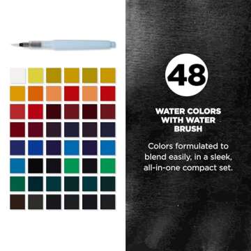 SAKURA Koi Pocket Field Sketch Kit - Watercolor Sets for Painting On the Go - 48 Colors - 1 Water Br...