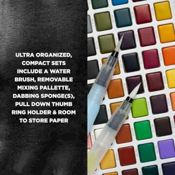 SAKURA Koi Pocket Field Sketch Kit - Watercolor Sets for Painting On the Go - 48 Colors - 1 Water Brush - 1 Sponge - 1 Mixing Palette