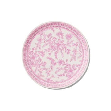 Coterie Decorative Paper Plates (Set of 10 Large Plates) - Pink Floral and White for Bridal/Baby Sho...