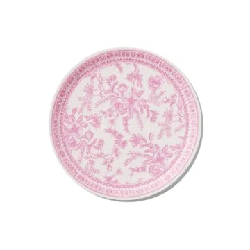 Coterie Decorative Paper Plates (Set of 10 Large Plates) - Pink Floral and White for Bridal/Baby Sho...
