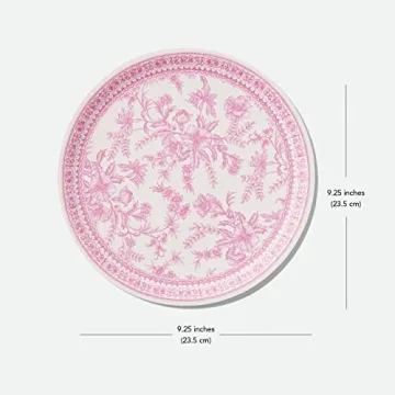 Coterie Pink Floral Decorative Paper Plates Set of 10