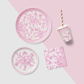Coterie Pink Floral Decorative Paper Plates Set of 10