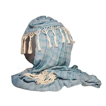 Baby Trapoz Mexican Rebozo Shawl, Ideal for Natural Birth, Doula Massage, 118.11", Turquoise