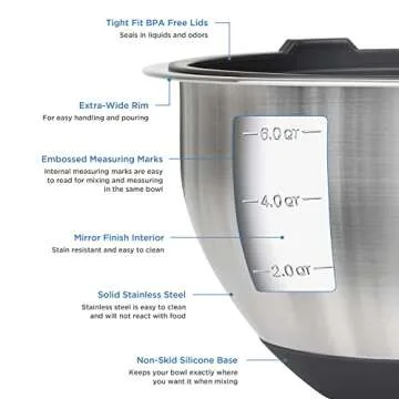 Viking 10-Piece Stainless Steel Mixing Bowl Set for Chefs