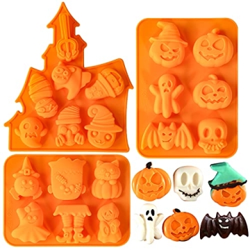 Homyplaza 3PCS Halloween Chocolate Molds, 3D Silicone Baking Ghost Pumpkin Cake Molds, DIY Halloween...
