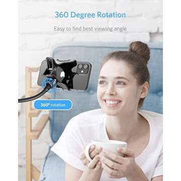 BESTEK BTIH600BK Gooseneck Phone Holder, Lazy Bracket 360° Swivel for iPhone and Other Smart Phones...