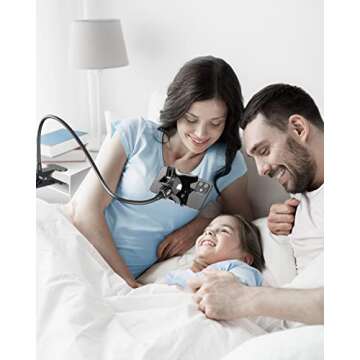 BESTEK BTIH600BK Gooseneck Phone Holder, Lazy Bracket 360° Swivel for iPhone and Other Smart Phones for Bedroom, Office, Bathroom, Kitchen, Black