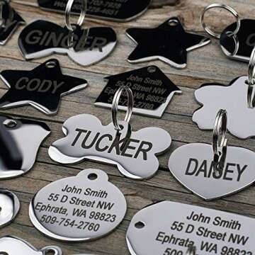GoTags Black Steel Dog Tag, Handsome Mutha Fluffa Funny Design Personalized Pet Tags Black Steel with Cute Custom Design for Dogs and Cats, Engraved on Both Sides, Made in USA, Round