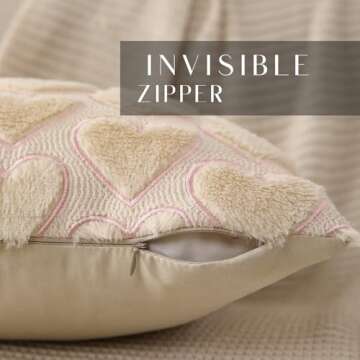 DFXSZ Valentines Pillow Covers 18x18 inch Set of 2 Valentines Day Decoration Beige Heart Soft Plush ...
