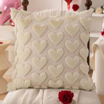 DFXSZ Valentines Pillow Covers Soft Plush Heart Design