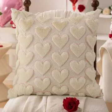 DFXSZ Valentines Pillow Covers Soft Plush Heart Design