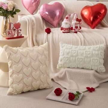 DFXSZ Valentines Pillow Covers Soft Plush Heart Design